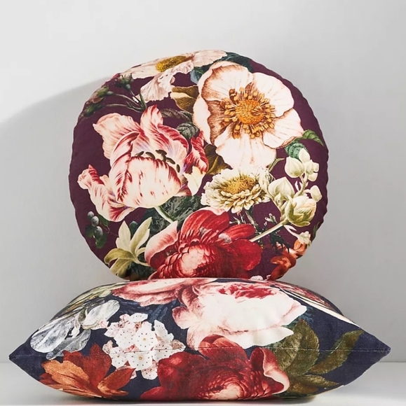 Anthropologie Jadie Round Floral Pillow - wine - Picture 4 of 10